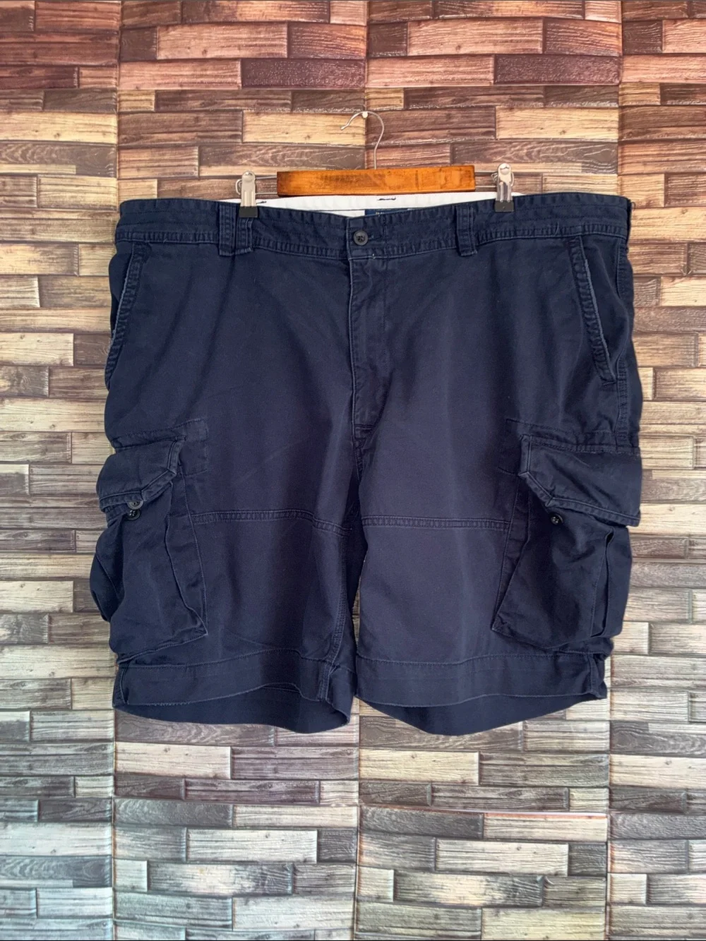 Pre Owned Polo Ralph Lauren Mens size 48 Navy Blue Heavy Twill Cargo Shorts